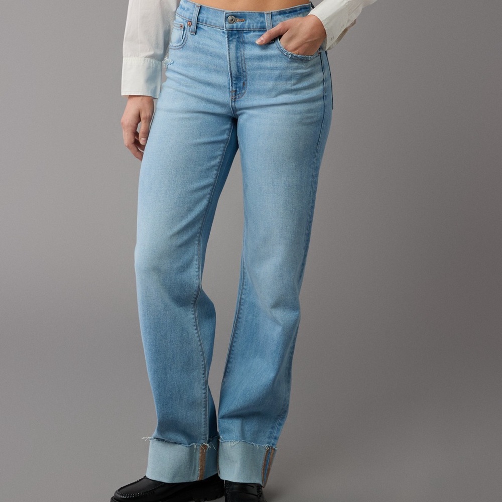 AE stretch high waisted stovepipe cuffed jean